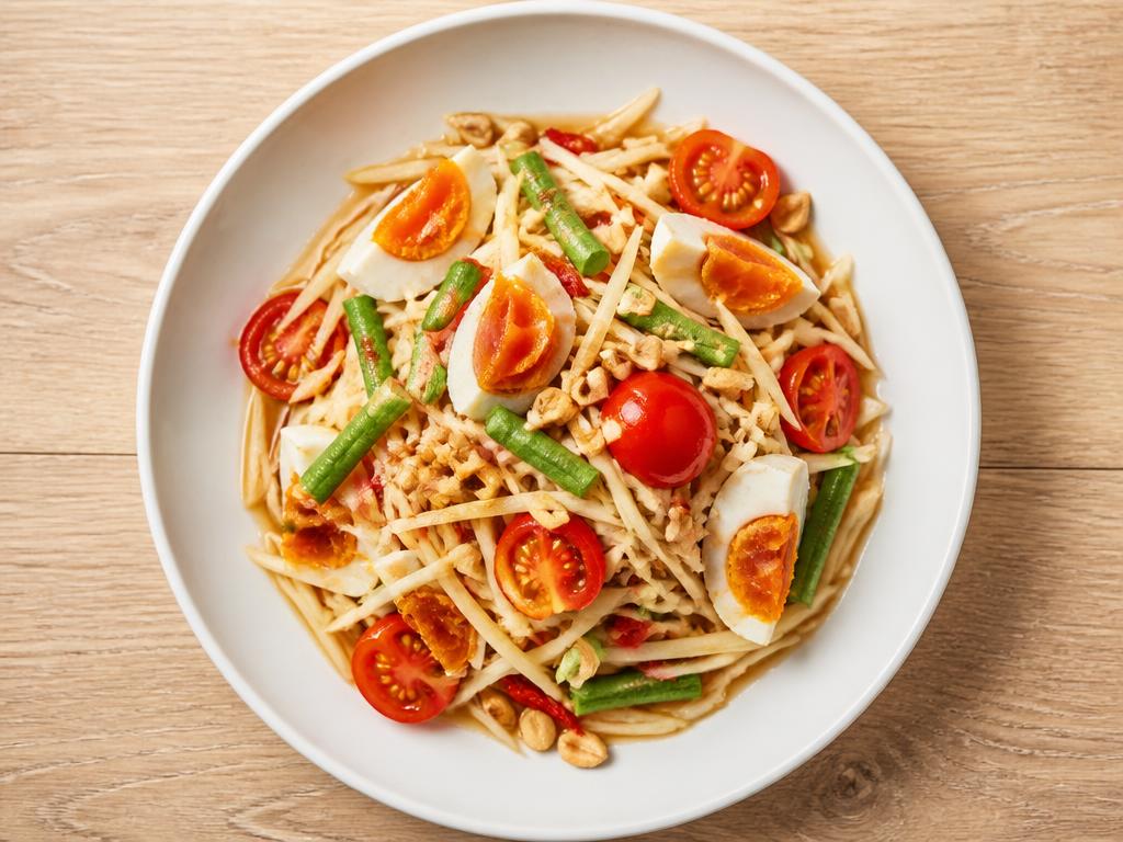 Papaya salad with salted egg