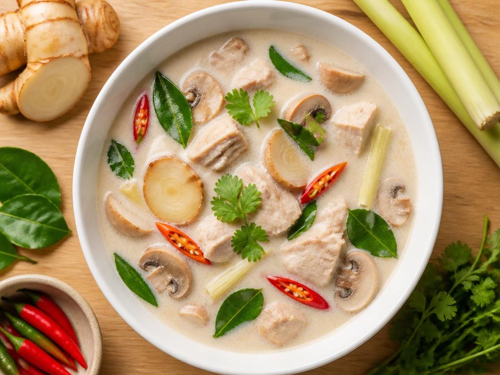Coconut galangal soup